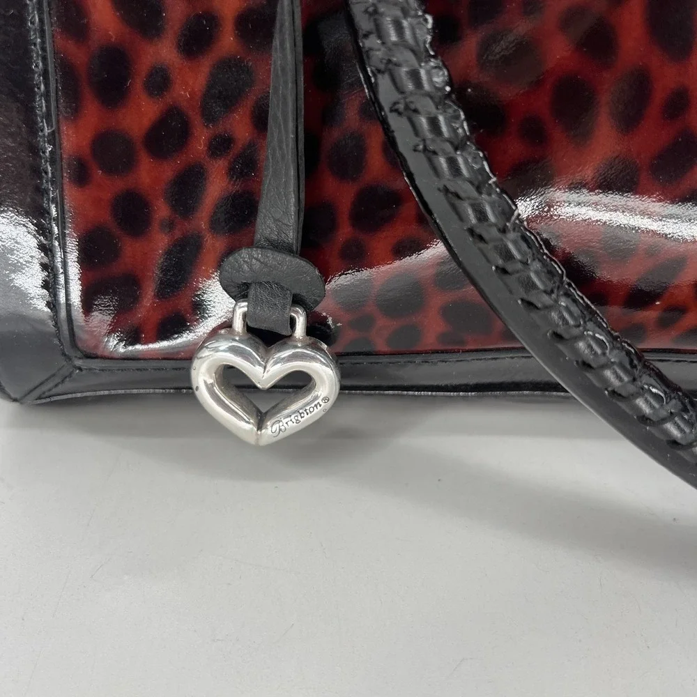 Brighton Aristocrat Bag Cheetah Print Renault Satchel Handbag Patent Leather Y2K